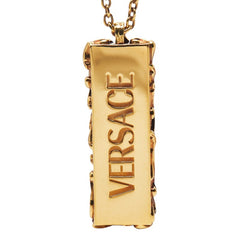 ヴェルサーチェ ゴールド メッキ メデューサ バロッコ ロゴ ネックレス レディース VERSACE 【中古】