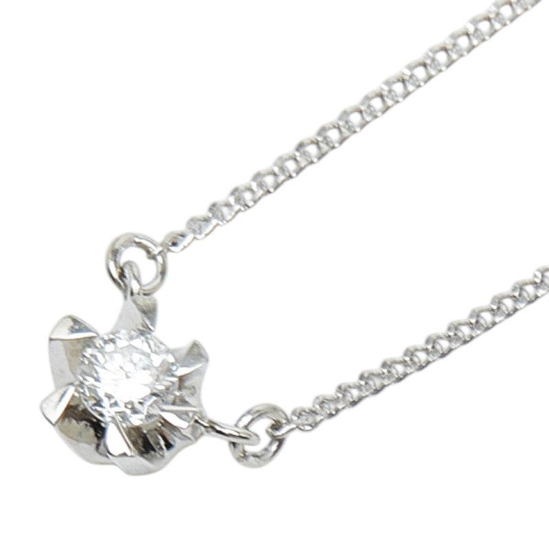 Pt850 プラチナ ダイヤ0.17ct プチネックレス ネックレス レディース 【中古】