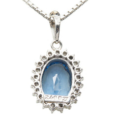 Pt900 プラチナ Pt850 プラチナ サファイア2.40ct ダイヤ0.27ct ペンダント ネックレス レディース 【中古】