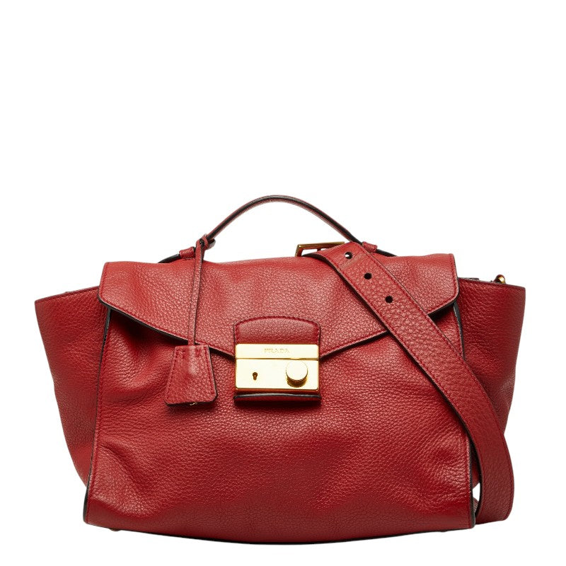 プラダ ハンドバッグ ショルダーバッグ 2WAY BR5034 レッド レザー レディース PRADA 【中古】