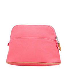 エルメス ボリード ポーチ20 小物入れ ハイビスカス ピンク キャンバス レザー レディース HERMES 【中古】