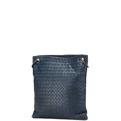 ボッテガヴェネタ イントレチャート 斜め掛け ショルダーバッグ ネイビー ブラック レザー レディース BOTTEGAVENETA 【中古】