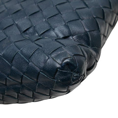 ボッテガヴェネタ イントレチャート 斜め掛け ショルダーバッグ ネイビー ブラック レザー レディース BOTTEGAVENETA 【中古】