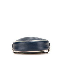 グッチ GGマーモント ミニ チェーン ショルダーバッグ 550154 ネイビー ホワイト レザー レディース GUCCI 【中古】