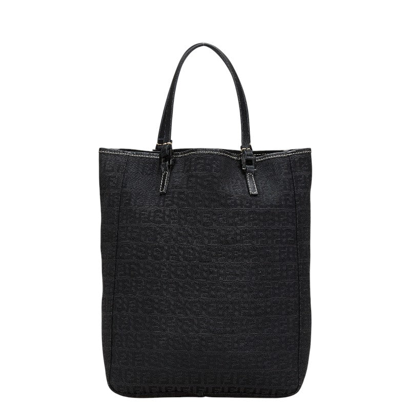 フェンディ ズッキーノ ハンドバッグ 8BH006 ブラック キャンバス レザー レディース FENDI 中古