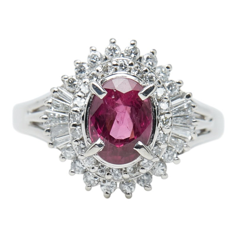 Pt900 プラチナ ルビー1.53ct ダイヤ0.50ct リング 指輪 レディース 12号 【中古】