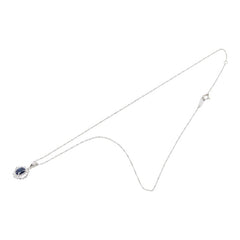 Pt900 プラチナ Pt850 プラチナ サファイア1.00ct ダイヤ0.30ct フラワーモチーフ ペンダント ネックレス レディース 【中古】