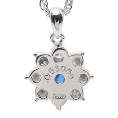 Pt900 プラチナ Pt850 プラチナ サファイア0.53ct ダイヤ0.63ct フラワーモチーフ ペンダント ネックレス レディース 【中古】