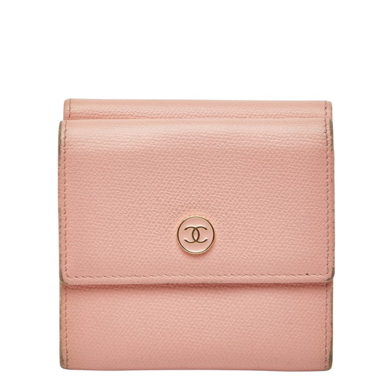 シャネル ココマーク 二つ折り財布 ピンク レザー レディース CHANEL 【中古】