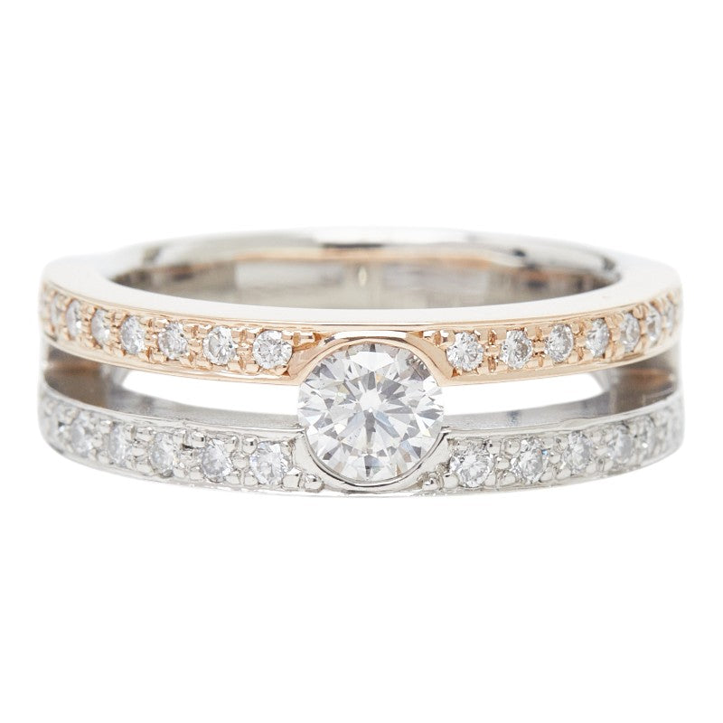 Pt900 プラチナ K18PG ピンクゴールド Pt900ベース/K18コンビ ダイヤ0.447ct ダイヤ0.40ct リング 指輪 レディース 12.5号 【中古】