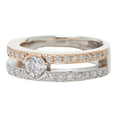 Pt900 プラチナ K18PG ピンクゴールド Pt900ベース/K18コンビ ダイヤ0.447ct ダイヤ0.40ct リング 指輪 レディース 12.5号 【中古】