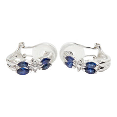 Pt900 プラチナ サファイア ダイヤ0.08ct リングピアス ピアス レディース 【中古】