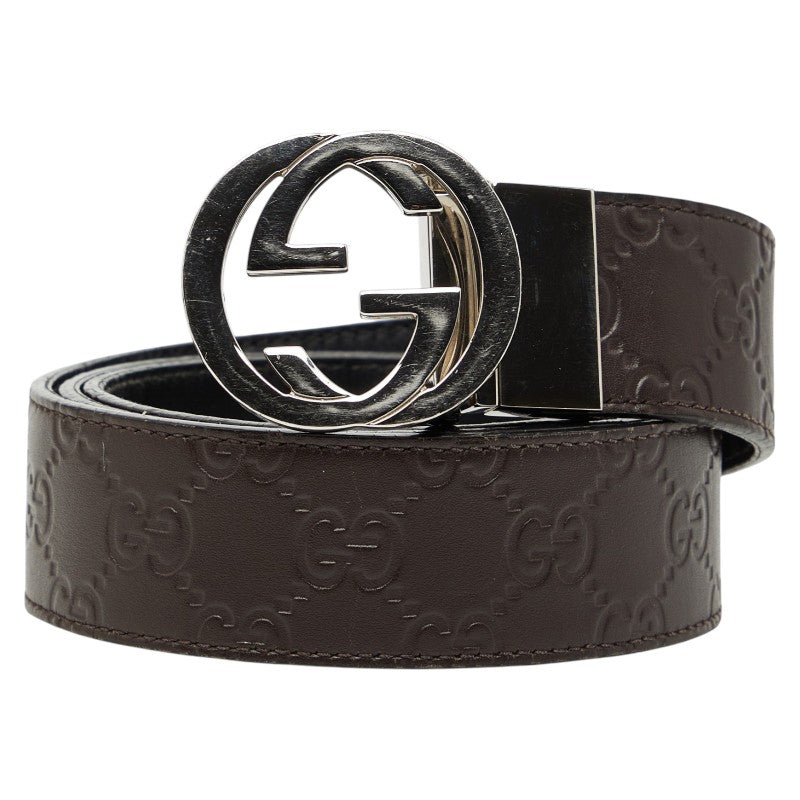 グッチ グッチシマ ベルト リバーシブル サイズ：95/38 473030 ブラウン レザー メンズ GUCCI 【中古】