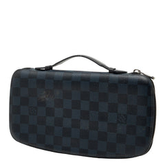 ルイ ヴィトン ダミエ コバルト オーガナイザー アトール ラウンドファスナー 長財布 N63222 ネイビー PVC レザー メンズ LOUIS VUITTON 【中古】