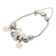 パンドラ ハート ラインストーン ブレスレット シルバー マルチカラー SV925 シルバー レディース PANDORA 【中古】
