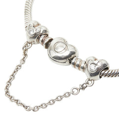 パンドラ ハート ラインストーン ブレスレット シルバー マルチカラー SV925 シルバー レディース PANDORA 【中古】