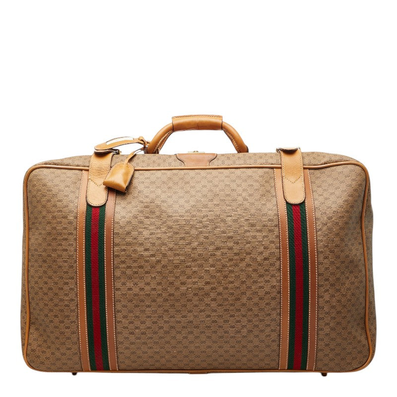 グッチ オールドグッチ マイクロGG シェリーライン ヴィンテージ スーツケース トラベルバッグ ベージュ PVC レザー レディース GUCCI 【中古】