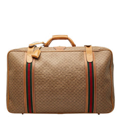 グッチ オールドグッチ マイクロGG シェリーライン ヴィンテージ スーツケース トラベルバッグ ベージュ PVC レザー レディース GUCCI 【中古】