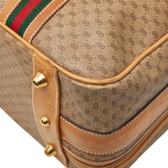 グッチ オールドグッチ マイクロGG シェリーライン ヴィンテージ スーツケース トラベルバッグ ベージュ PVC レザー レディース GUCCI 【中古】