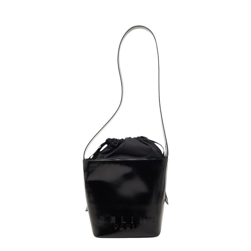 セリーヌ ロゴ ショルダーバッグ ブラック レザー レディース CELINE 【中古】