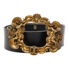 ドルチェアンドガッバーナ DGロゴ エンジェル スタッズ ベルト サイズ：90 36 ブラック レザー メンズ DOLCE&GABBANA 【中古】