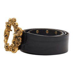 ドルチェアンドガッバーナ DGロゴ エンジェル スタッズ ベルト サイズ：90 36 ブラック レザー メンズ DOLCE&GABBANA 【中古】