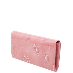 カルティエ ハッピーバースデー 長財布 ピンク エナメル レディース CARTIER 【中古】