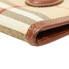 バーバリー ノバチェック 二つ折り財布 ベージュ マルチカラー PVC レザー レディース BURBERRY 【中古】