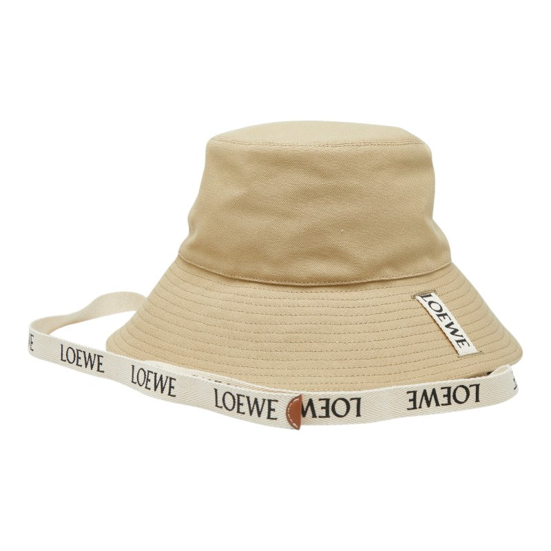 ロエベ フィッシャーマンハット バケットハット サイズ57 K820HF1X48 ベージュ キャンバス レザー レディース LOEWE 【中古】