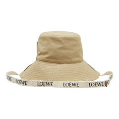 ロエベ フィッシャーマンハット バケットハット サイズ57 K820HF1X48 ベージュ キャンバス レザー レディース LOEWE 【中古】