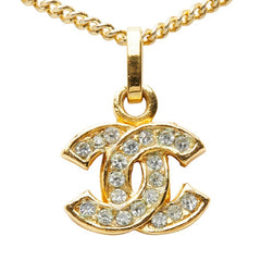 シャネル ココマーク ヴィンテージ チェーン ペンダント ネックレス ゴールド メッキ ラインストーン レディース CHANEL 【中古】