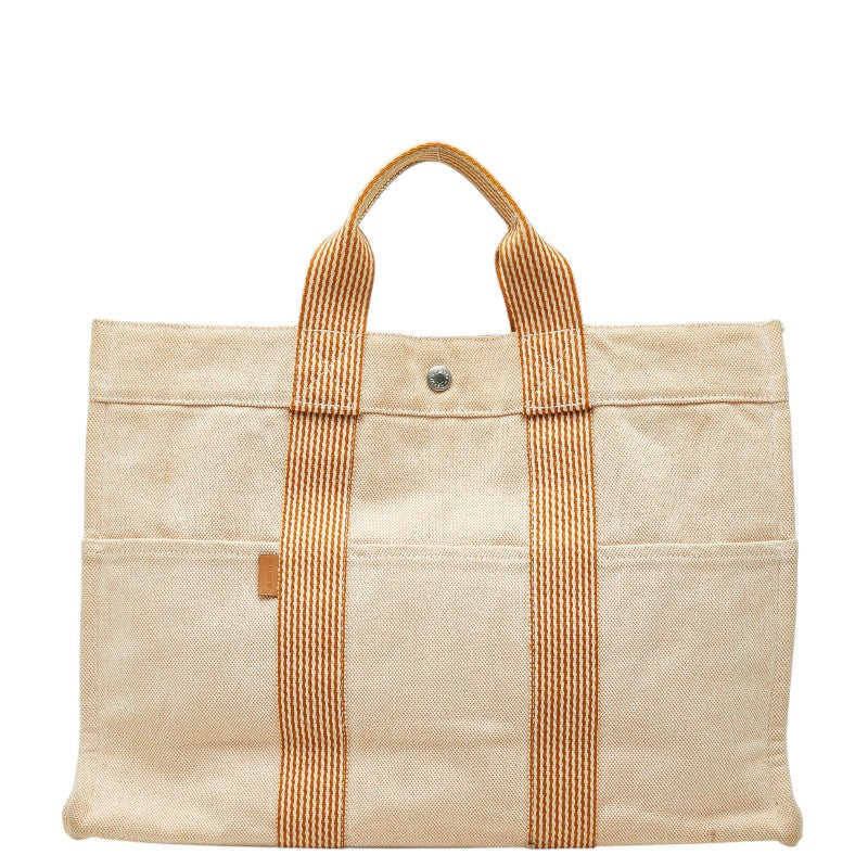 エルメス ニューフールトゥMM ハンドバッグ トートバッグ オレンジ コットン レディース HERMES 【中古】