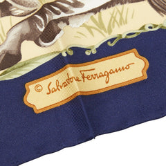 サルヴァトーレフェラガモ キリン シマウマ アニマル スカーフ ベージュ マルチカラー シルク レディース Salvatore Ferragamo 【中古】