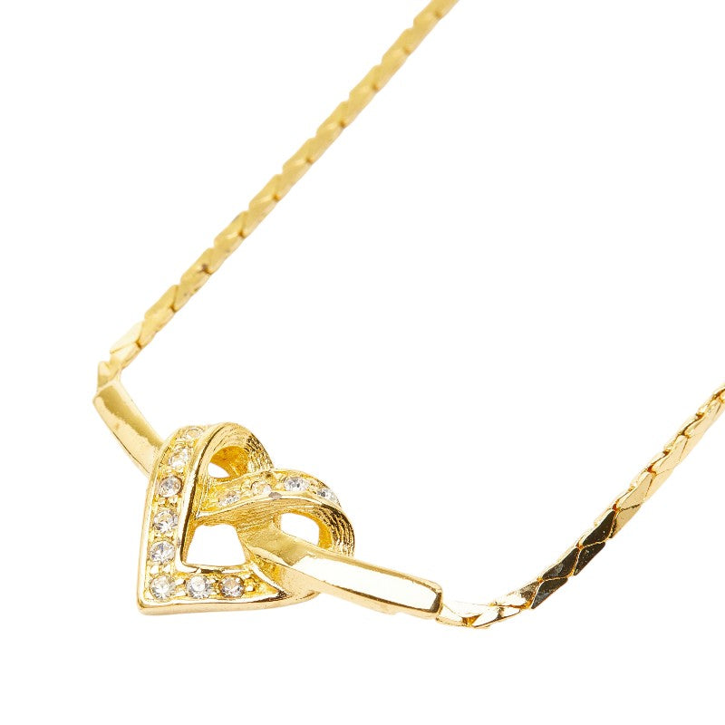 ディオール ハート ネックレス ゴールド メッキ ラインストーン レディース Dior 【中古】