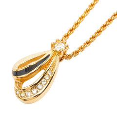 ディオール ネックレス ゴールド ブラック メッキ ラインストーン レディース Dior 【中古】