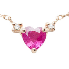 K10PG ピンクゴールド ルビー ダイヤ0.01ct プチネックレス ペンダント ネックレス レディース 【中古】