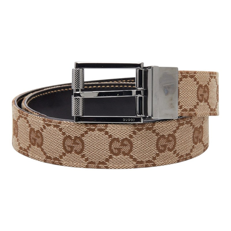 グッチ GGキャンバス ベルト サイズ:85/34 121295 ベージュ ブラウン キャンバス レザー レディース GUCCI 【中古】