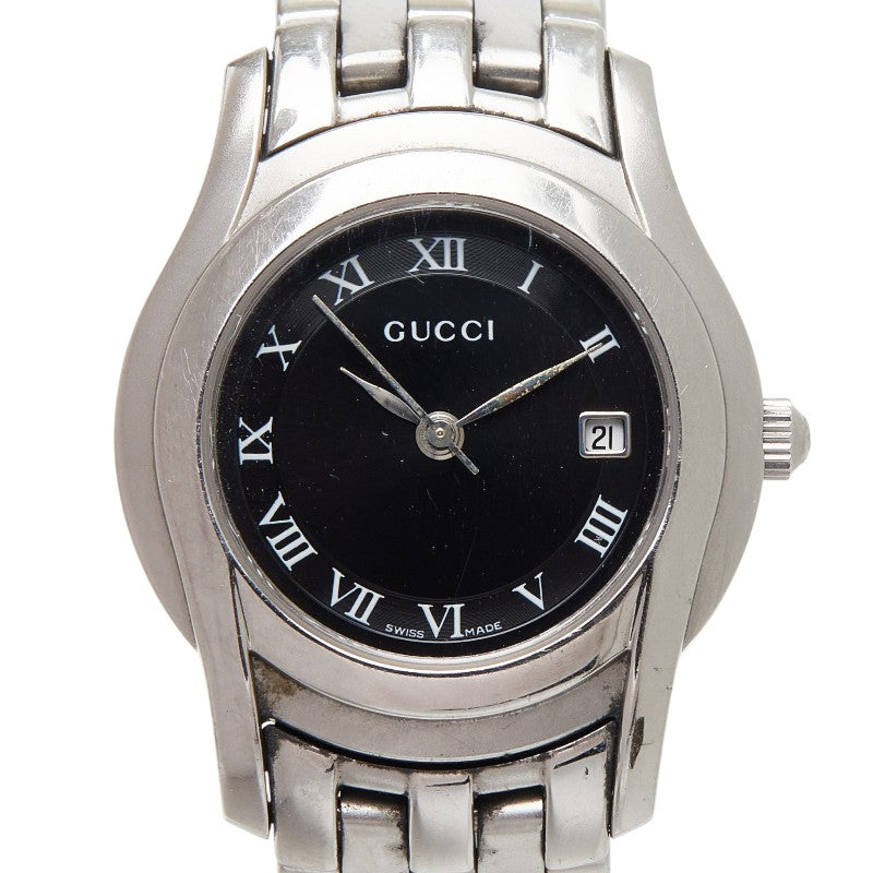 グッチ 腕時計 5500L クオーツ ブラック文字盤 ステンレススチール レディース GUCCI 【中古】