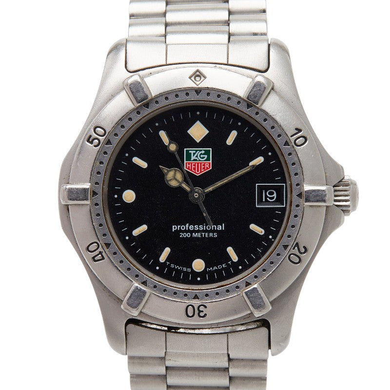 タグホイヤー プロフェッショナル 腕時計 962.013R クオーツ ブラック文字盤 ステンレススチール ユニセックス TAG HEUER 【中古】
