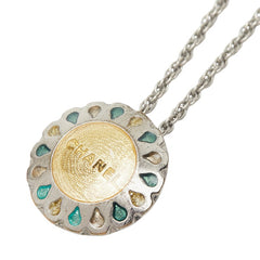 シャネル ヴィンテージ ロゴ フラワーモチーフ シルバー グリーン イエロー メタル レディース CHANEL 【中古】