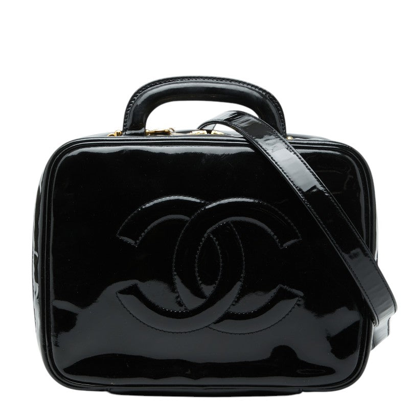 シャネル ココマーク バニティバッグ ハンドバッグ ブラック パテントレザー レディース CHANEL 【中古】