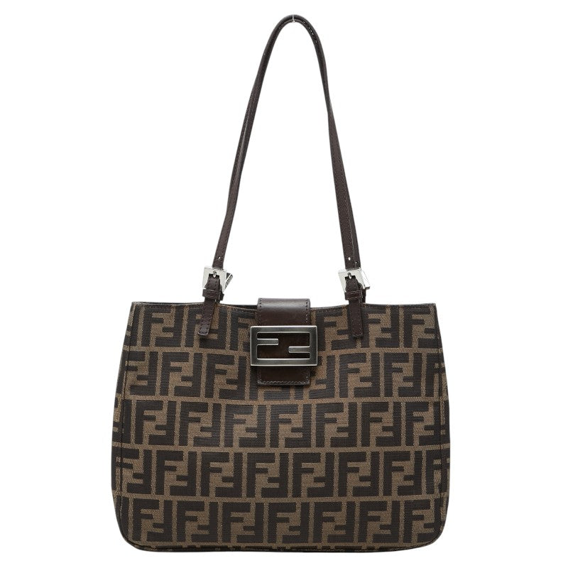 フェンディ ズッカ ハンドバッグ 26726 ブラウン キャンバス レザー レディース FENDI 【中古】