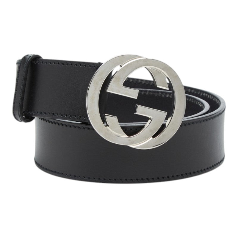 グッチ インターロッキングG ベルト サイズ:80/32 114876 ブラック レザー レディース GUCCI 【中古】