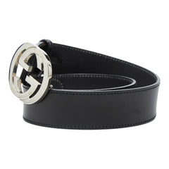グッチ インターロッキングG ベルト サイズ:80/32 114876 ブラック レザー レディース GUCCI 【中古】