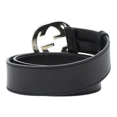 グッチ インターロッキングG ベルト サイズ:80/32 114876 ブラック レザー レディース GUCCI 【中古】