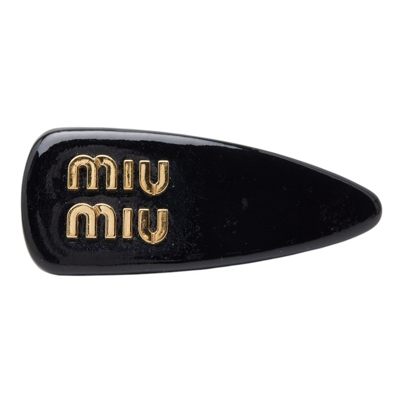 ミュウミュウ バレッタ ヘアクリップ ブラック パテントレザー レディース MIUMIU 【中古】