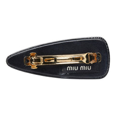 ミュウミュウ バレッタ ヘアクリップ ブラック パテントレザー レディース MIUMIU 【中古】