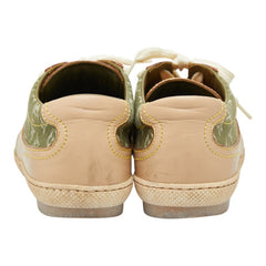 ルイ ヴィトン モノグラム スニーカー 35 1/2 ベージュ グリーン キャンバス レザー レディース LOUIS VUITTON 【中古】