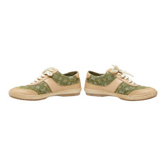 ルイ ヴィトン モノグラム - スニーカー 35 1/2 ベージュ グリーン キャンバス レザー レディース LOUIS VUITTON 【中古】