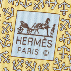 エルメス 錨 イカリ アンカー柄 ネクタイ イエロー シルク メンズ HERMES 【中古】